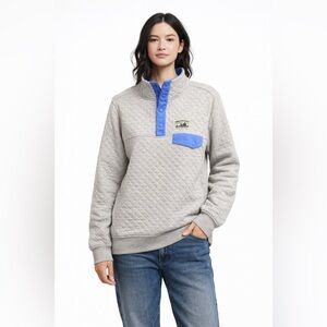 Patagonia Women's Quilted Snap-T Pullover Sweatshirt Cotton Gray Blue Small S